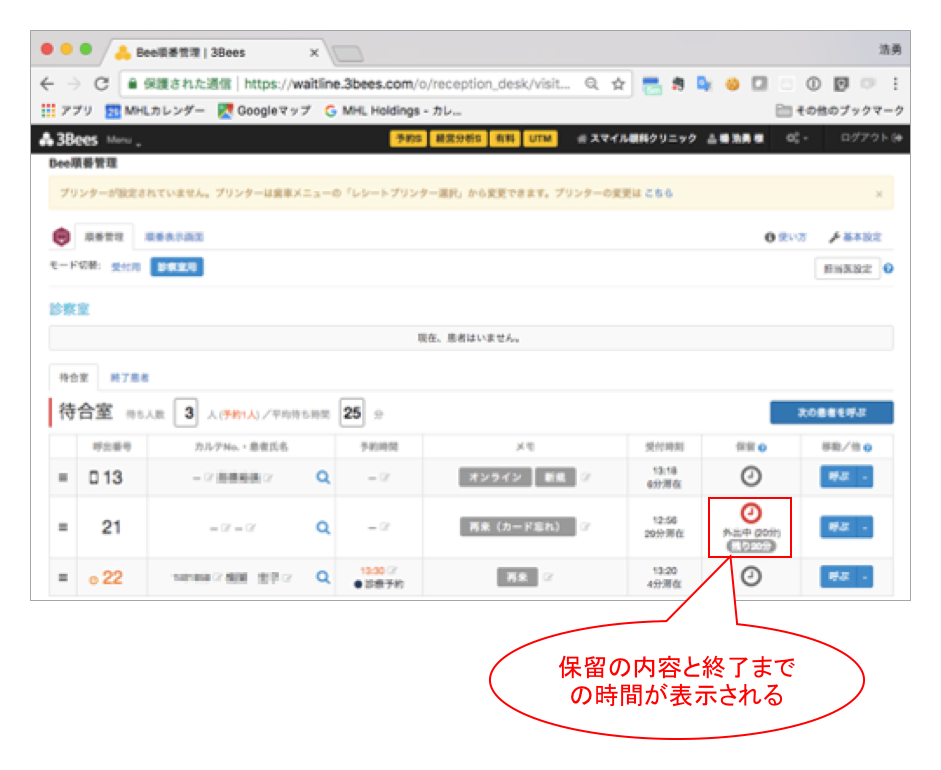 図1 保留の表示イメージ